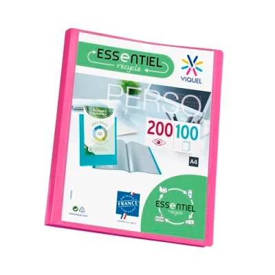 Afbeelding van Viquel A4 showmap voor 200 weergaven ESSENTIEL Personaliseerbare documentenmap Gemaakt in Frankrijk 100 gladde kwaliteitshoezen Roze