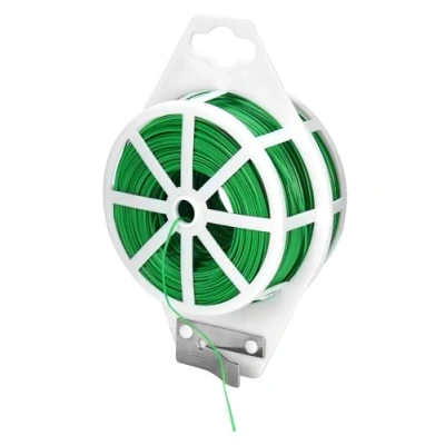 Afbeelding van QWORK® Plantendraad Groene Binddraad met Ingebouwde Knipper 200m voor planten, bloemen, datalijnen ordenen