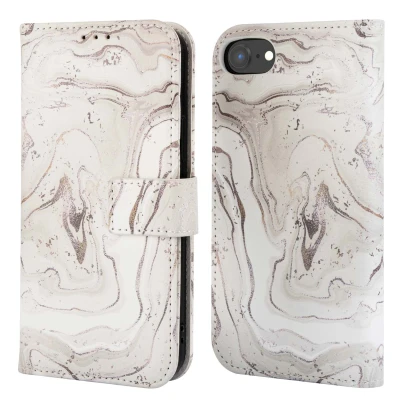 Afbeelding van Apple iPhone 16e Hoesje Kunstleder imoshion Bookcase Sandy Marble Telefoonhoesje