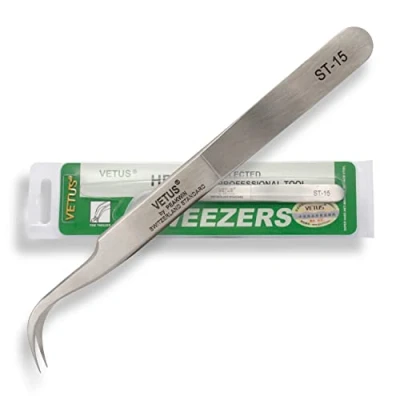Afbeelding van P Beauty Cosmetic Accessories VETUS wimperpincet voor wimperverlenging ST 15, ideaal geschikt volumetechniek, inclusief beschermkap, 15