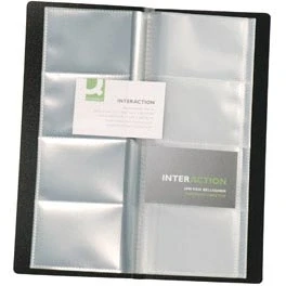 Afbeelding van Q CONNECT visitekaartenmap 11 x 26 cm voor 160 kaarten zwart visitekaartenmappen