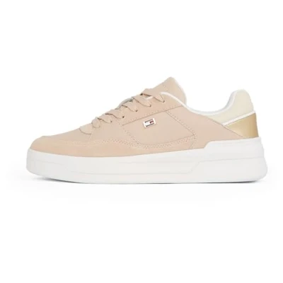 Afbeelding van Tommy Hilfiger Essent Basket Metallic Sneakers laag, Dames, Maat: 41, Misty blush Leer en imitatieleer