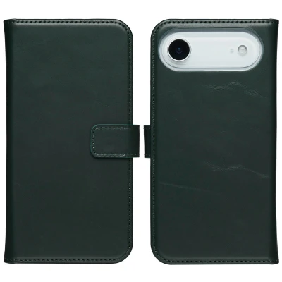 Afbeelding van Apple iPhone 17 Air Hoesje Echt leder Selencia Bookcase Groen Telefoonhoesje
