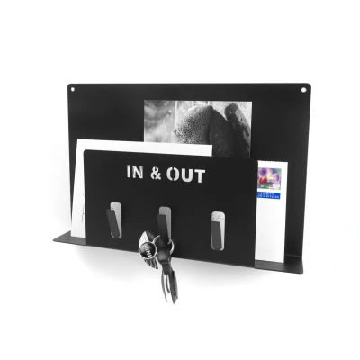 Afbeelding van Trendform Sleutelhouder In and Out 3 Haken Met Postvak Zwart 30x20x5cm