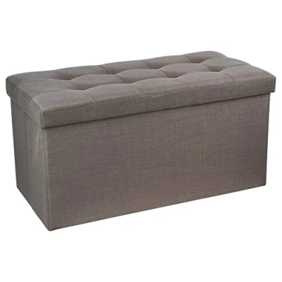 Afbeelding van Atmosphera Poef/hocker/voetenbankje opbergbox donkergrijs PU/MDF 76 x 38 cm Poefs