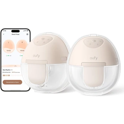 Afbeelding van Eufy Draagbare Borstkolf E10, Handsfree Elektrische met App bediening, Gepersonaliseerd Slim Ritme, Ziekenhuiskwaliteit Zuigkracht voor Meer Melk, Draagbaar, 17mm 24mm Borstschilden, Lekvrij &amp; Ultra Stil