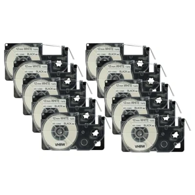 Afbeelding van vhbw 10 x cassettepatronen tape 12 mm voor Casio KL 130, 200, 2000, 200E, 7200, 7400, G2, HD1 zoals XR 12WE1, 12WE.