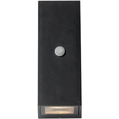 Afbeelding van QAZQA Moderne wandlamp zwart IP44 met bewegingssensor Baleno II