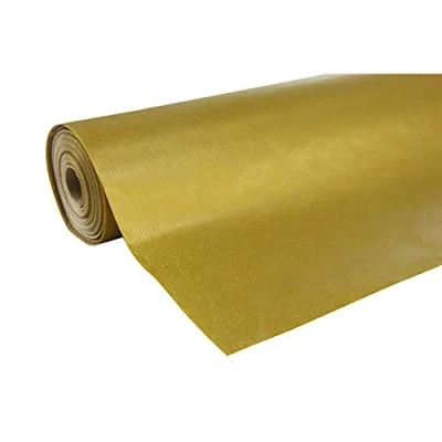 Afbeelding van Clairefontaine Ref 507275C Natuur Kraft lange rol inpakpapier (enkele rol) 70cm breedte x 250m lengte, 60gsm geribbeld kraftpapier effen gouden kleur