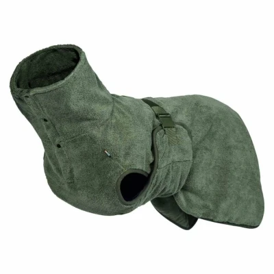 Afbeelding van Rukka Pets Medea Eco Luxe Badjas Olijfgroen Hondenverzorging Xxsmall