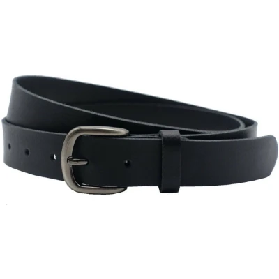 Afbeelding van Heren Dames riem Leer Zwart Pantalon Riemmaat 95 Echt Leren Ronde Gesp Donkere