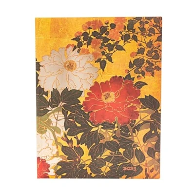 Afbeelding van Natsu (Rinpa Florals) Ultra 12 month Vertical Softcover Flexi Dayplanner 2025 (Elastic Band Closure): tydzień na dwóch stronach, zamykany gumkę, papier 100 gsm