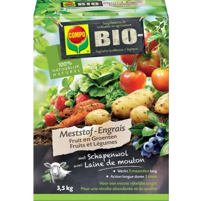 Afbeelding van COMPO Bio meststof Fruit &amp; Groenten 100% organische met directe en lange werking van 5 maanden voor een rijke oogst doos 3,5 kg