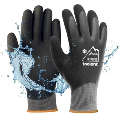 Afbeelding van Waterdichte winterhandschoenen, thermische werkhandschoenen voor koud weer, touchscreen, supergrip, tuinieren, vissen, autowassen, diepvrieshandschoenen, grijs, maat XXL
