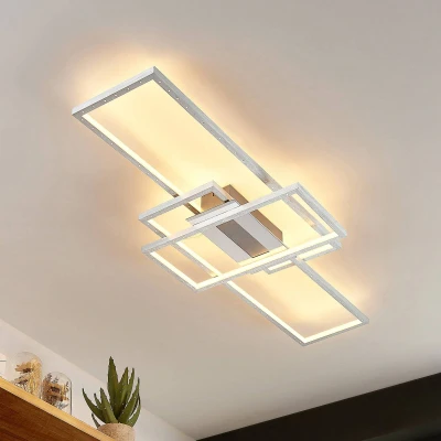 Afbeelding van Lindby LED plafondlamp met dimmer 3 lichts ijzer, aluminium, siliconen H: 7.5 cm aluminium Inclusief lichtbronnen