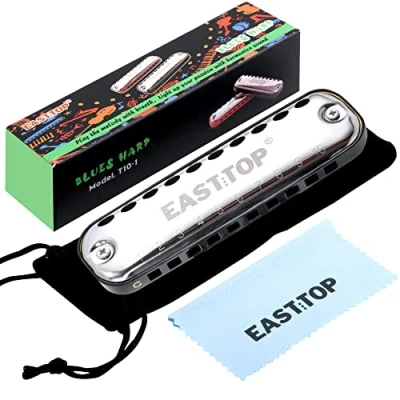 Afbeelding van East top Harmonica voor kinderen, Junior Harmonica, Soepel afgeronde rand 10 gaten C Key Blues Mond Orgel kinderen als cadeau, met stoffen doek zakje, kleurrijke doos