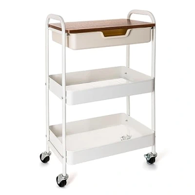 Afbeelding van Groentetrolley Quid Elvia Wit Metaal 46,5 x 30,5 75 cm