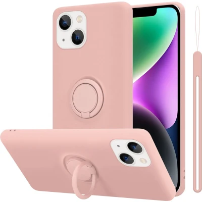 Afbeelding van Cadorabo Hoesje geschikt voor Apple iPhone 14 in LIQUID ROZE Beschermhoes van TPU silicone Case Cover met ring