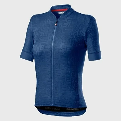 Afbeelding van Castelli Fietsshirt korte mouwen Dames Blauw PROMESSA JACQUARD JERSEY AGATE BLUE XL