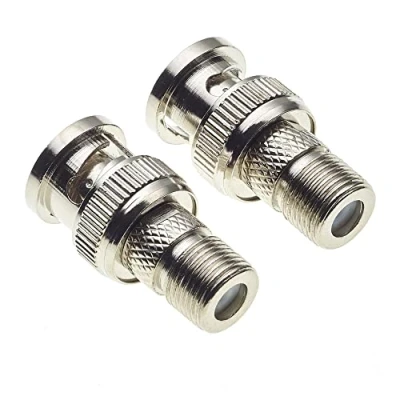 Afbeelding van BNC stekker naar F type contactdoosadapter, Pak van 2 vernikkeld met zinklichaam connectoren, connector voor scanner, camera, RF radioantenne en videotoepassingen, CCTV vatkoppeling