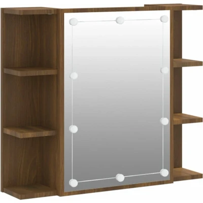 Afbeelding van vidaXL Spiegelkast met LED verlichting 70x16,5x60 cm bruin eikenkleur