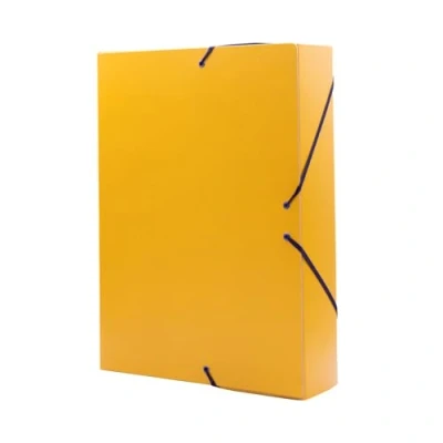 Afbeelding van Raylu Paper Projectmap Matt A4 met 5 cm rugbreedte, stevige kartonnen map en sluiting elastieken voor schoolprojecten of kantoor, afmetingen 34 x 24 (geel)