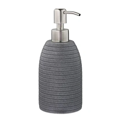 Afbeelding van Relaxdays zeeppompje badkamer zeepdispenser navulbaar 300 ml handzeeppompje grijs