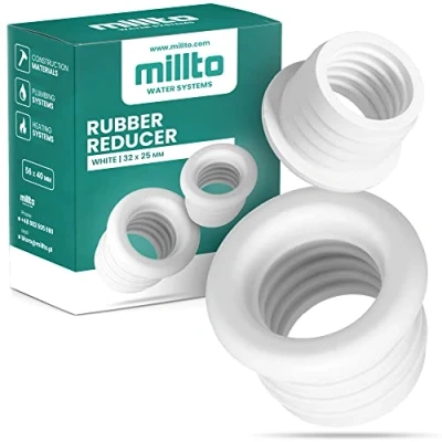 Afbeelding van Millto Rubber verloopstuk buisinzet Push Fit afvoerpijp rubberen manchet afdichtingsadapter aansluiting (32x25 mm), wit