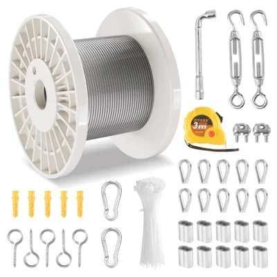 Afbeelding van VEVOR staalkabel staaldraad roestvrij Ф3,18mmx30,5 m 2,9kN 7x7 strengen