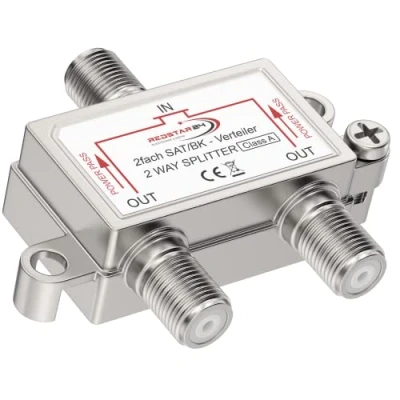 Afbeelding van Redstar Satellietverdeler, 2 voudig, premium satellietverdeler voor tv en radio, HDTV/UHD 4K, DVB S/S2, T/T2, C/C2, robuuste behuizing, uitgangen, eenvoudige installatie