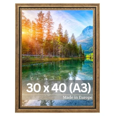 Afbeelding van Victor Fotolijst &quot;Boho&quot; Goud in 30x40 cm Staaf: 30x16mm Vintage Decoratief Rustiek A3 Landhuis