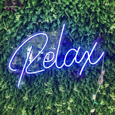 Afbeelding van LED Neon Verlichting Bord &quot;Relax&quot;, Incl. Adapter, 70x44cm, Blauw