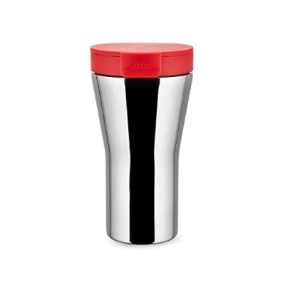 Afbeelding van Alessi Caffa GIA24 R Design dubbelwandige reismok van roestvrij staal 18/10 glanzend gepolijst en thermoplastisch hars, rood