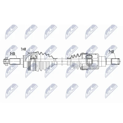 Afbeelding van NTY NPW SU 075 Aandrijfas Vooras links 662mm Handgeschakeld SUZUKI: Alto VII