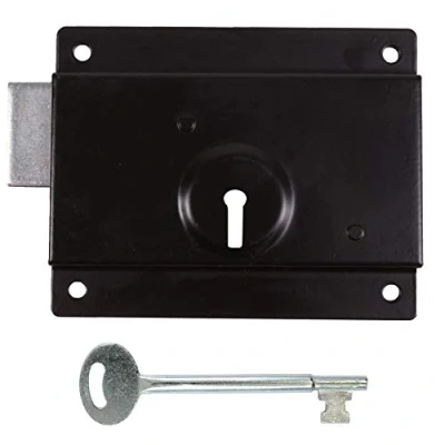 Afbeelding van TIMCO PL5BB Zwart Antiek 5 &quot;Geperste Velg Lock Opbouw Schuur &amp; Gate Deadlock