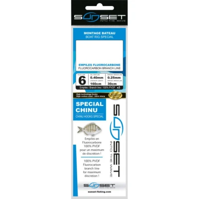Afbeelding van Sunset Boat Rig Special Fluorocarbon Branch Line Chinu 160cm (3 pcs) Maat : Haak 4 0.45mm