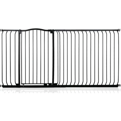 Afbeelding van Bettacare Extra Hoge Hondenhekje met Gebogen Bovenkant Assortiment, 189cm 198cm (23 opties beschikbaar), Mat Zwart, Hoog 100cm in Hoogte, Traphekje Zonder Boren voor Hond en Puppy, Hekje Huisdieren Honden, Eenvoudige Installatie