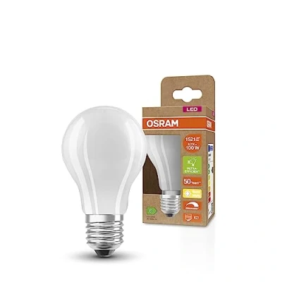 Afbeelding van OSRAM SUPERSTAR+ standard mat 100 LED pære, E27, klassisk pæreform, 8,2W, 1521lm, 2700K, varmt hvidt lys, dæmpbar, glødetrådsteknologi, meget lavt energiforbrug, energieffektivitetsklasse B