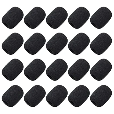 Afbeelding van inodiref Allbor 20 stuks schuimrubberen microfoons voor voorruit, microfoons, afdekking cursus, optredens, vergaderingen, zwart, 30 x 8 mm
