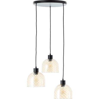 Afbeelding van Brilliant Casto Hanglamp 3 lichts E27 max 3x25W Glas Amber Zwart
