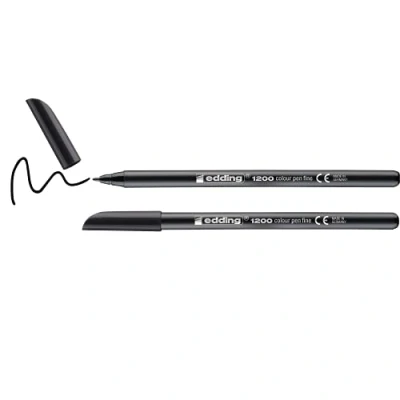 Afbeelding van Edding 1200 fineliner (viltstift) 1mm, zwart, 2 stuks in blisterverpakking