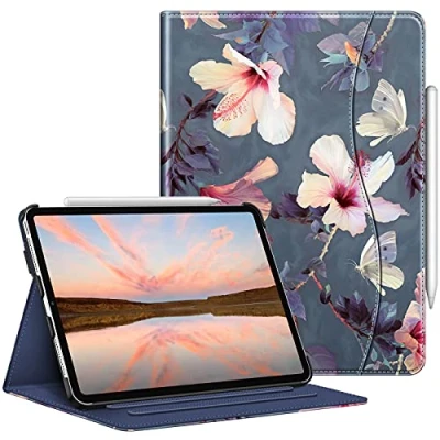 Afbeelding van Fintie Hoes voor iPad Pro 11 2021 (3e Generatie) / 2020 2018, Multi Angle View Folio Stand Cover met Pocket en Pennenhouder, (Z Bloeiende Hibiscus)