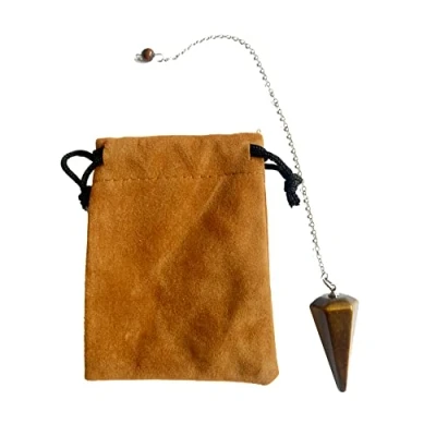 Afbeelding van Tijgeroog natuursteenslinger, kristallen slinger, zeshoekige vintage slinger voor wenshengel, chakra reiki waarzegging Wicca meditatiedispenser (Ttijgeroog)
