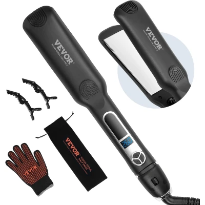 Afbeelding van VEVOR stijltang, 4 cm titanium haarstrijkijzer met negatieve ionen, LCD display en 25 temperatuurinstellingen 210 F (ca. 99 C) tot 450 232 C), voor salon, thuis of op reis
