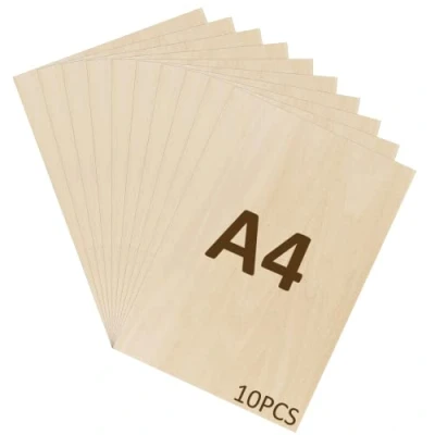 Afbeelding van WISYOK 10x Multiplex, A4 Multiplex Platen 2mm, Multiplexplaten, Houten om te Knutselen Ideaal voor doe het zelf houtbewerking, laserbewerking, pyrografie, modelbouw, geschenken 300x210*2mm