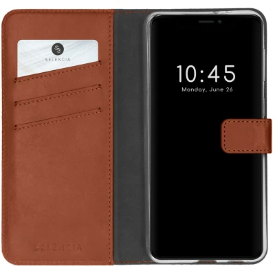 Afbeelding van Apple iPhone 13 Hoesje Echt leder Selencia Bookcase Lichtbruin Telefoonhoesje