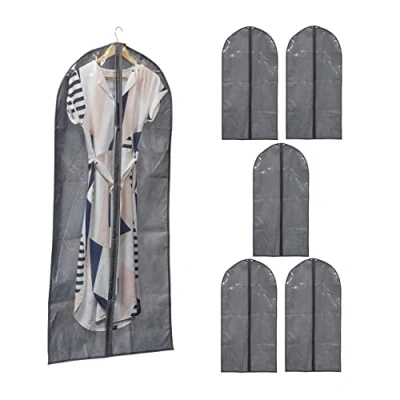 Afbeelding van kledinghoes set van 6 135 x 60 cm met ritssluiting grijs transparant