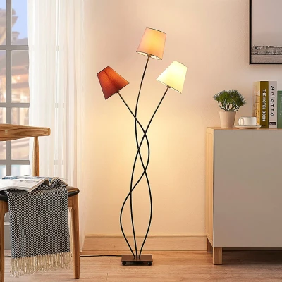 Afbeelding van Lindby Melis vloerlamp, 130 cm, 3 lamps, textiel