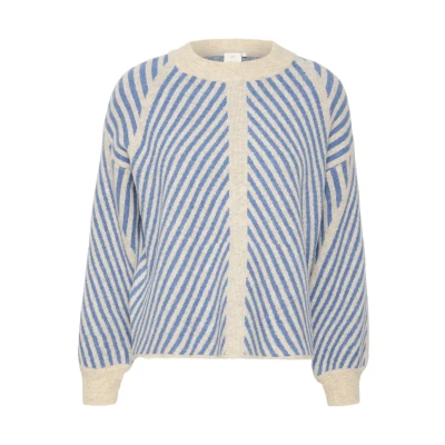 Afbeelding van Kaffe Kavera Trui, Dames, Maat: 42, Beige cornflower stripe