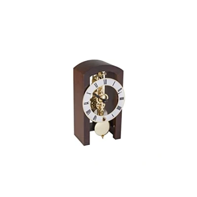 Afbeelding van Hermle 23015 030721 Moderne skelettafelklok, walnoot bruin, 18 cm x 9 11